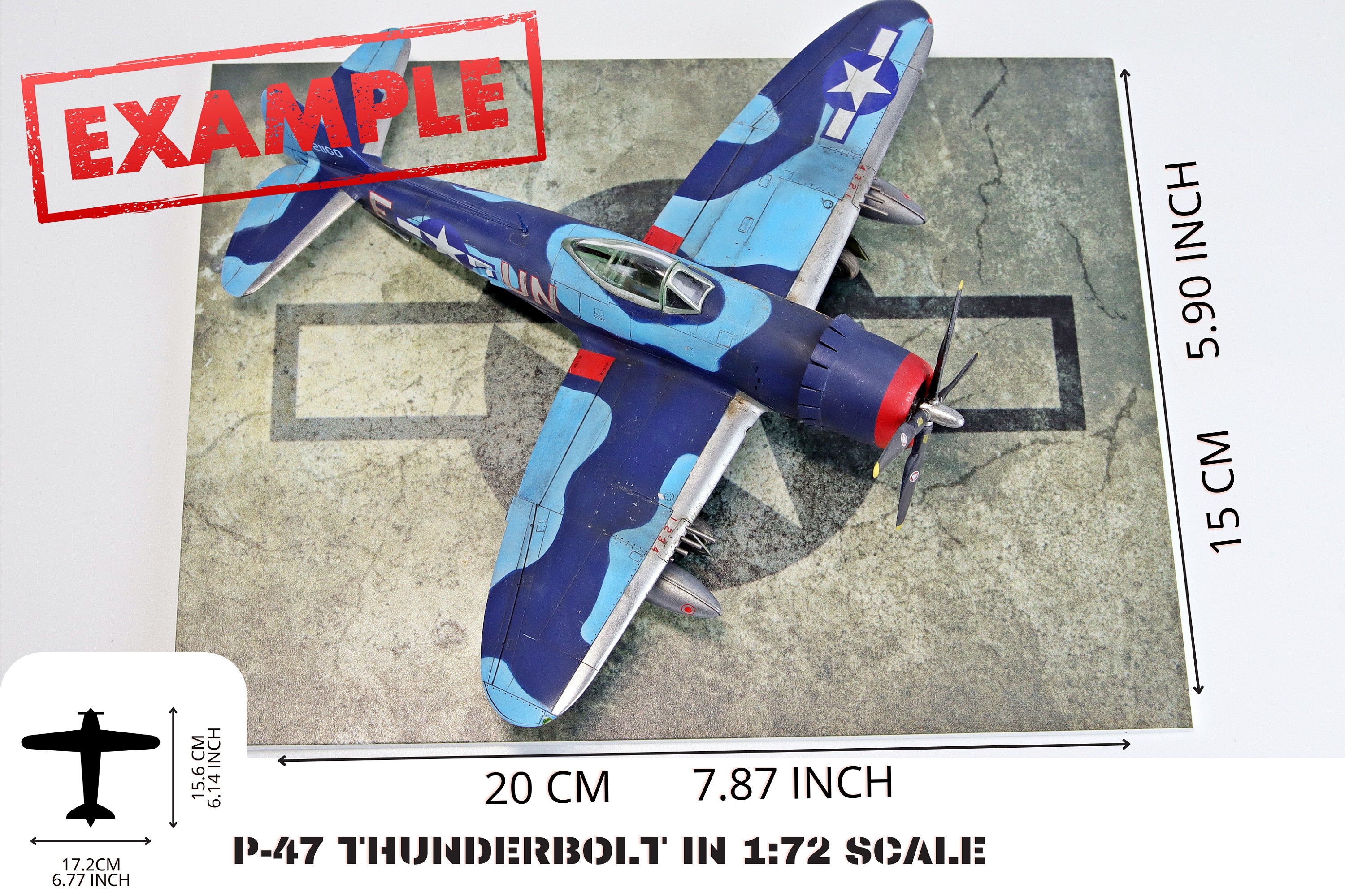 Display Base For A Model, World War II US Aircraft Military Insignia Markings On A Concrete Background, HD Quality Print On Foamex