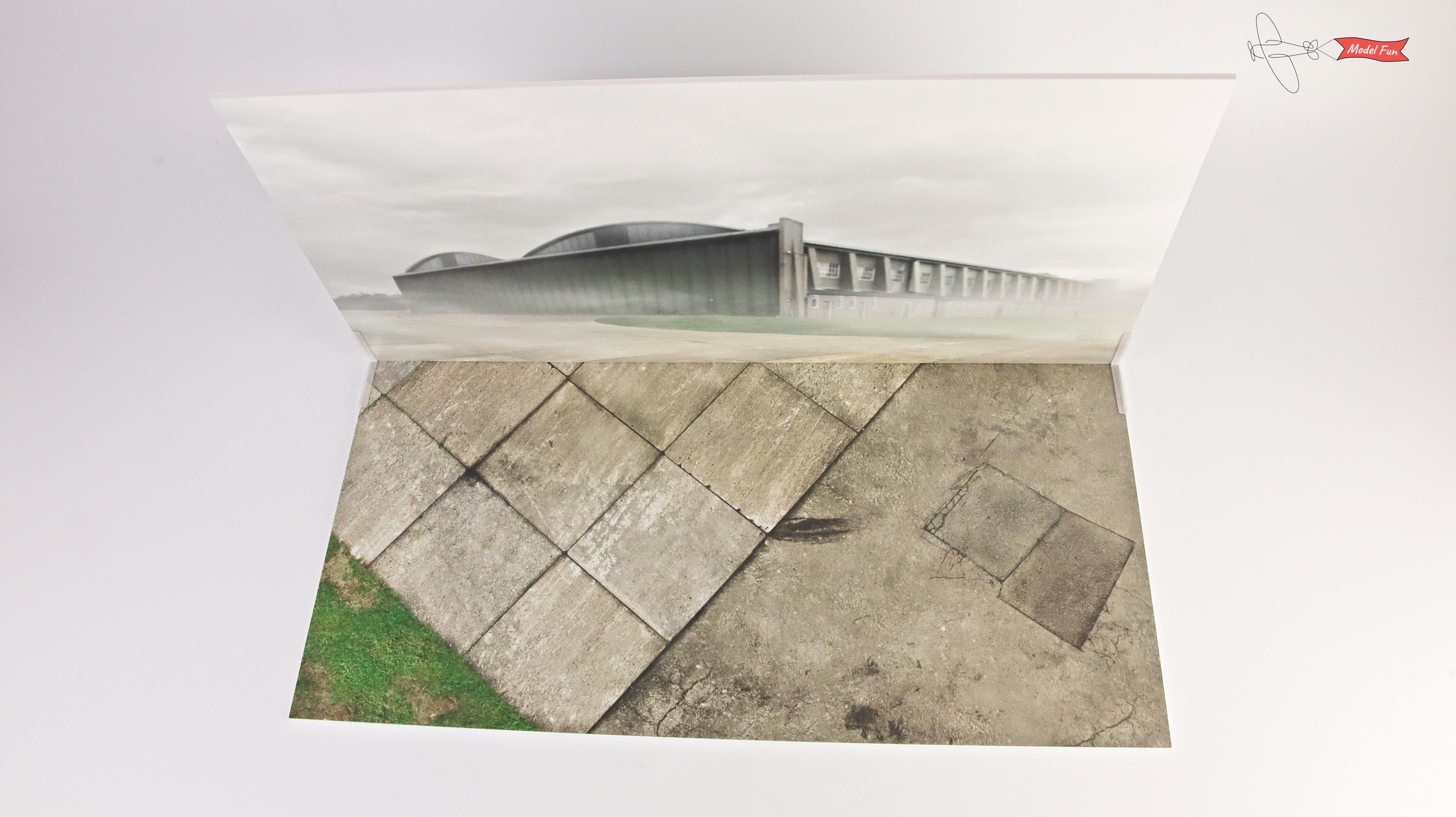 Display Base For A Model, Concrete Slabs + Asphalt & Hangar in the Background , HD Quality Print On Foamex
