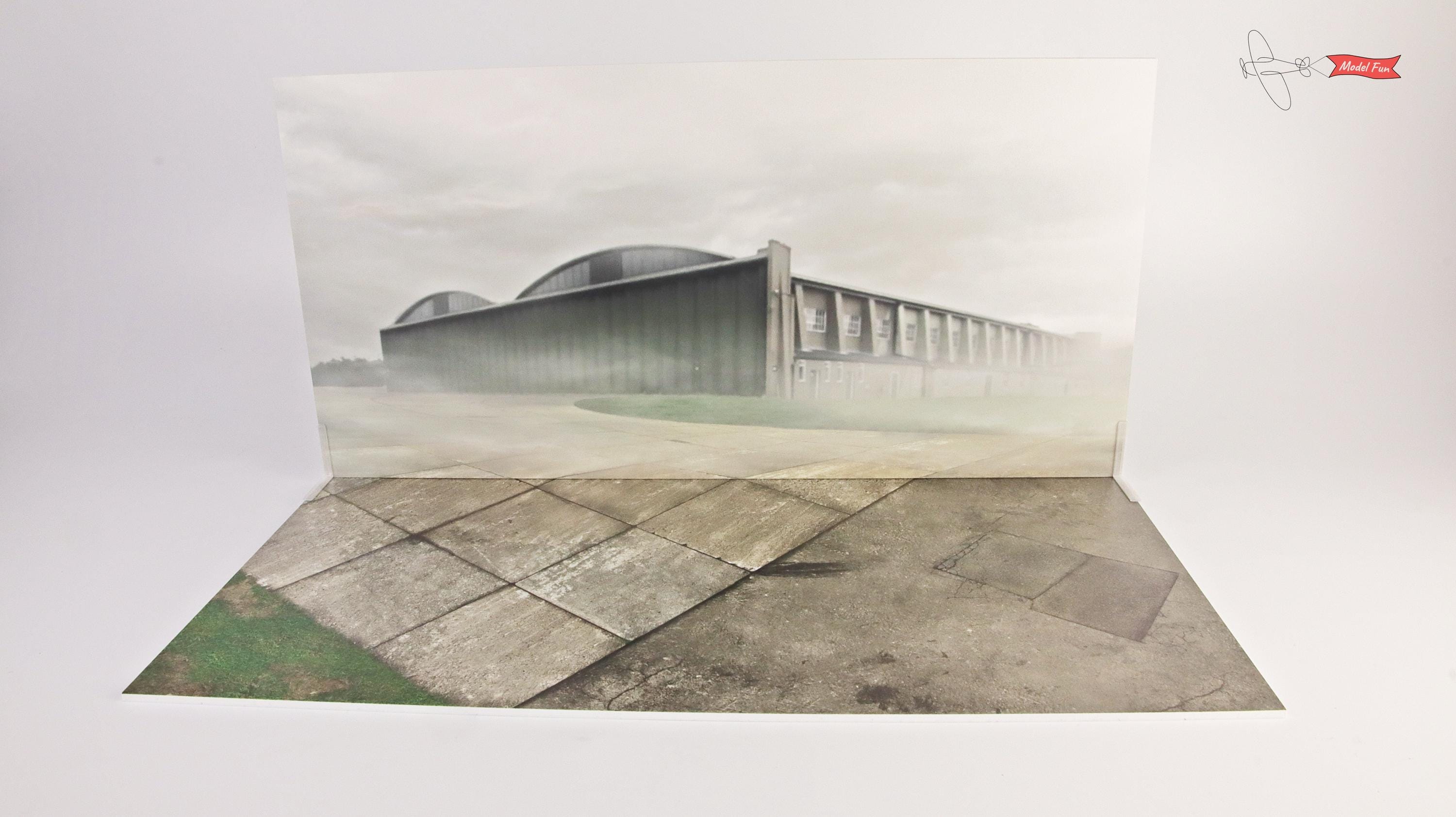 Display Base For A Model, Concrete Slabs + Asphalt & Hangar in the Background , HD Quality Print On Foamex