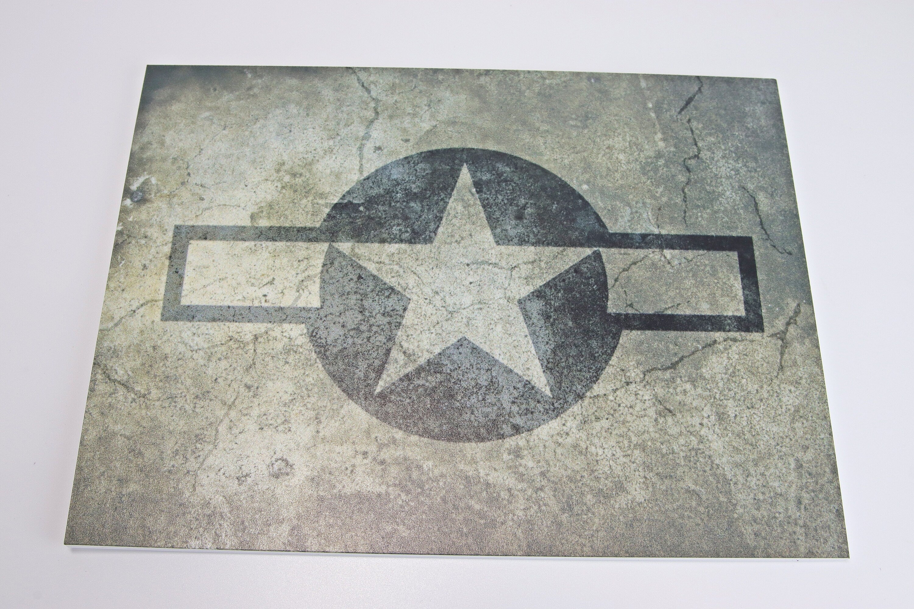 Display Base For A Model, World War II US Aircraft Military Insignia Markings On A Concrete Background, HD Quality Print On Foamex