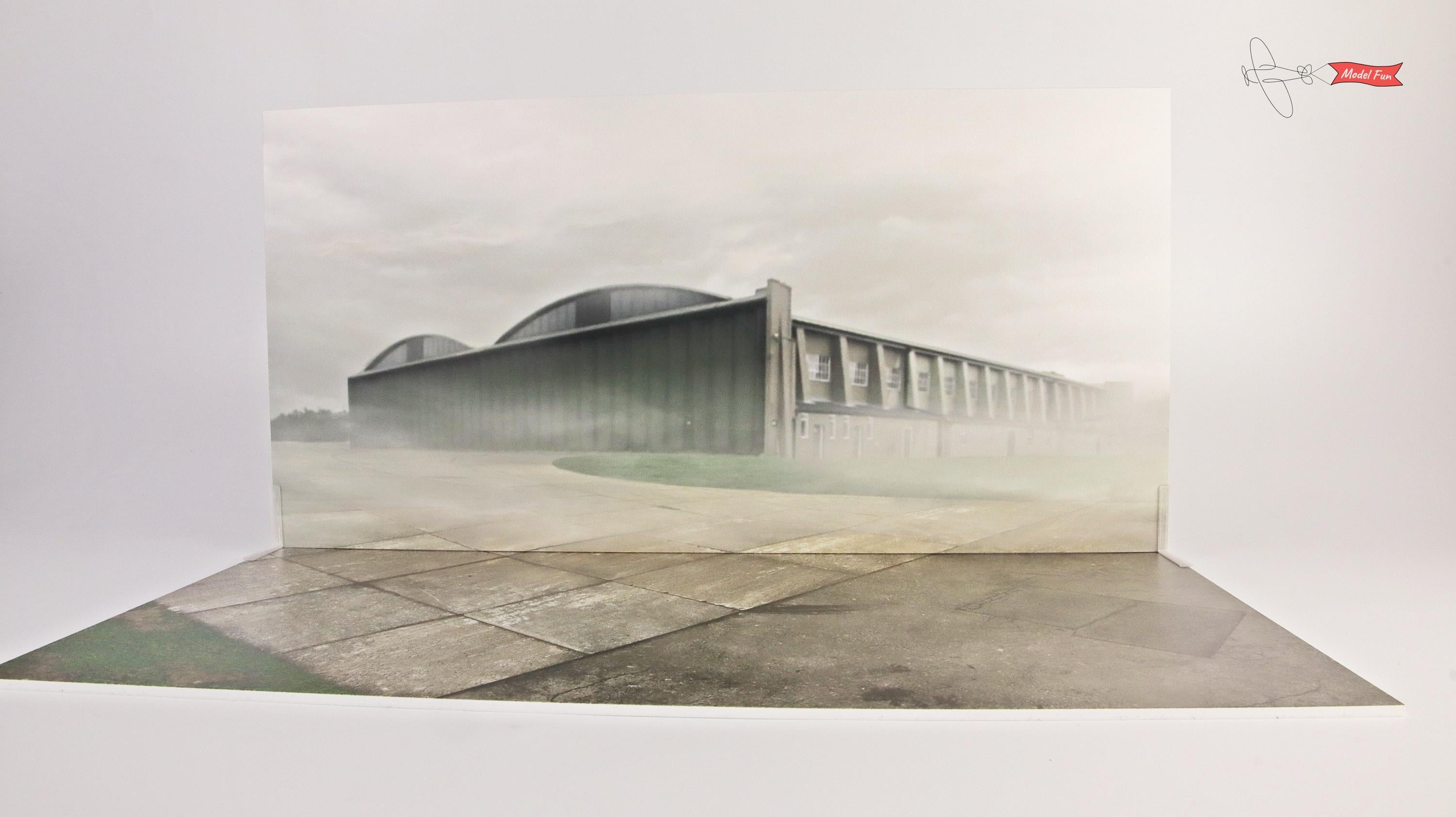 Display Base For A Model, Concrete Slabs + Asphalt & Hangar in the Background , HD Quality Print On Foamex