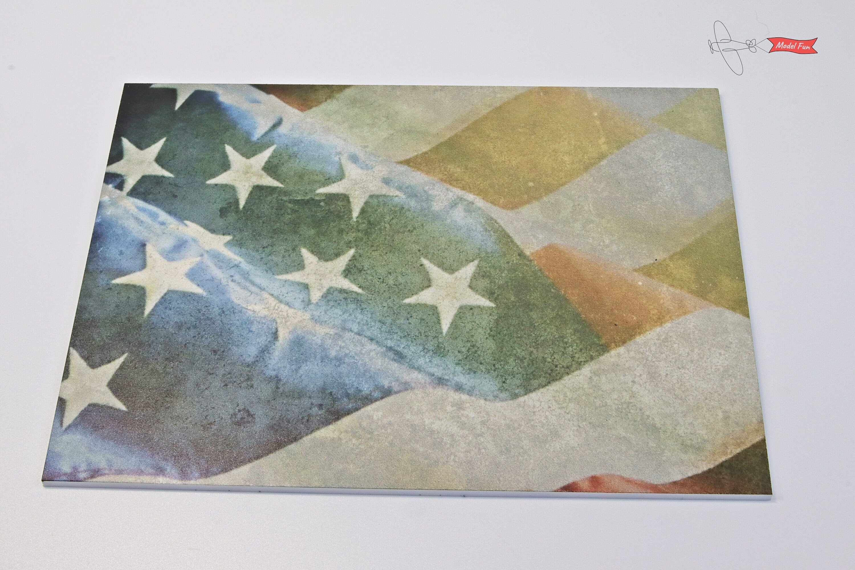 Display Base For A Model, The USA Flag On A Concrete Background, HD Quality Print On Foamex
