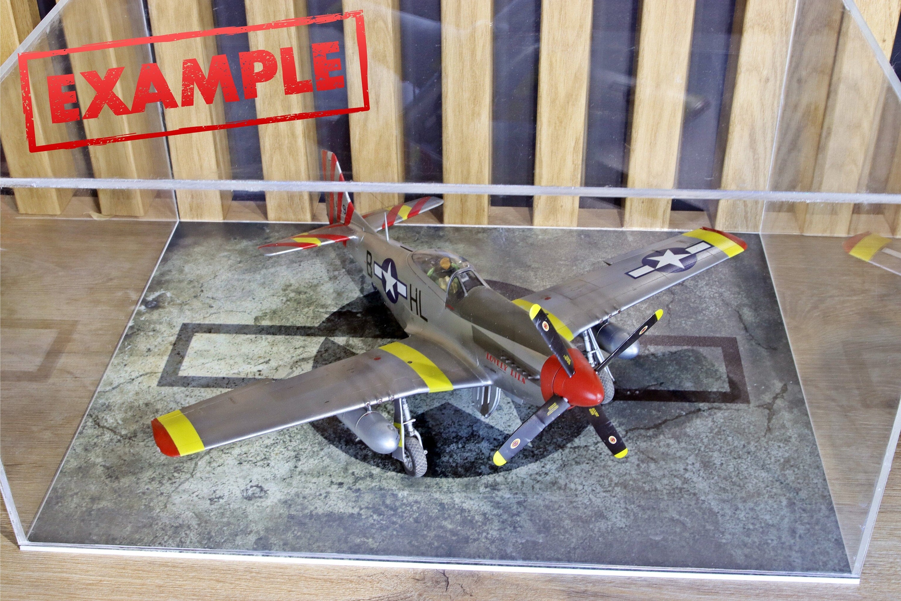 Display Base For A Model, World War II US Aircraft Military Insignia Markings On A Concrete Background, HD Quality Print On Foamex