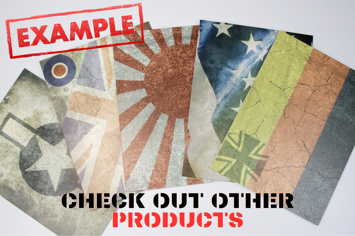 Display Base For A Model, World War II US Aircraft Military Insignia Markings On A Concrete Background, HD Quality Print On Foamex