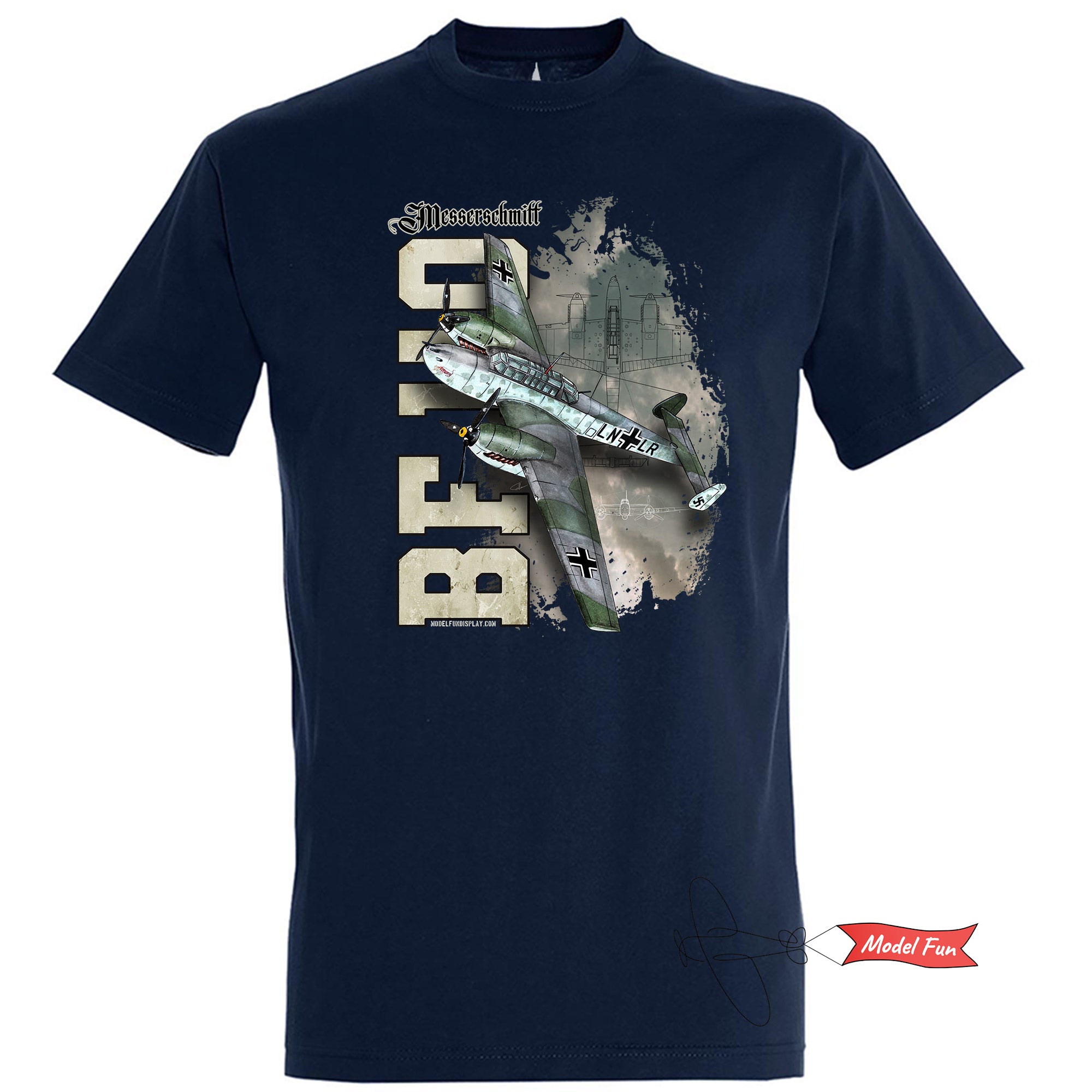 Messerschmitt BF-110 T-shirt. 100% cotton, unique graphic for all aircraft enthusiasts.