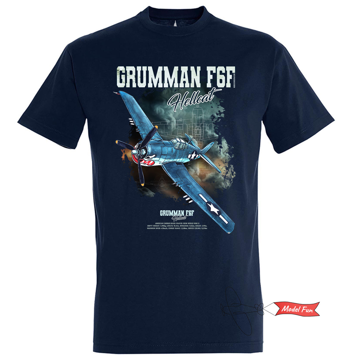 Grumman F6F Hellcat Aviation T-Shirt – Original Artwork by Wiktor Tabak