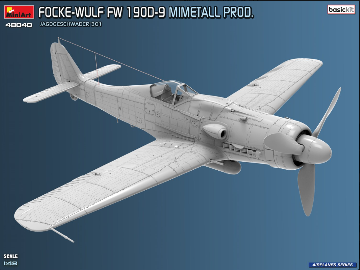 MiniArt 48040 Focke-Wulf Fw 190D-9. Mimetall Prod. Basic Kit. Jagdgeschwader 301