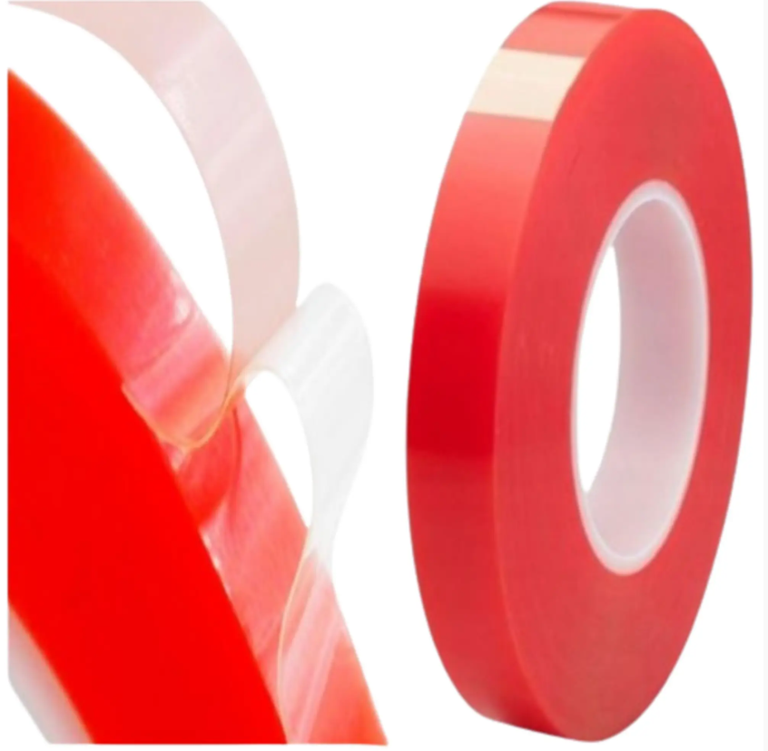 Double side transparent PET tape 3mm. 50 m long.