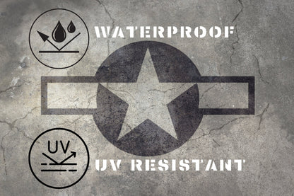 Display Base For A Model, World War II US Aircraft Military Insignia Markings On A Concrete Background, HD Quality Print On Foamex