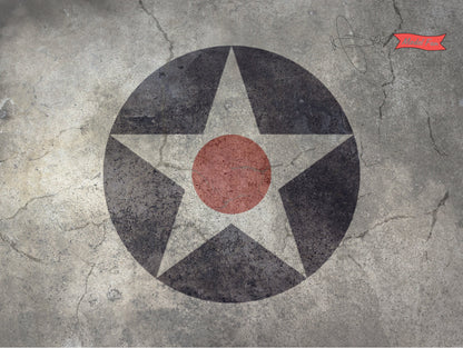 Display Base For A Model, World War II US Aircraft Military Insignia Markings On A Concrete Background, HD Quality Print On Foamex