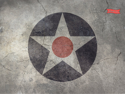 Display Base For A Model, World War II US Aircraft Military Insignia Markings On A Concrete Background, HD Quality Print On Foamex