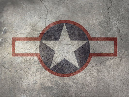 Display Base For A Model, World War II US Aircraft Military Insignia Markings On A Concrete Background, HD Quality Print On Foamex