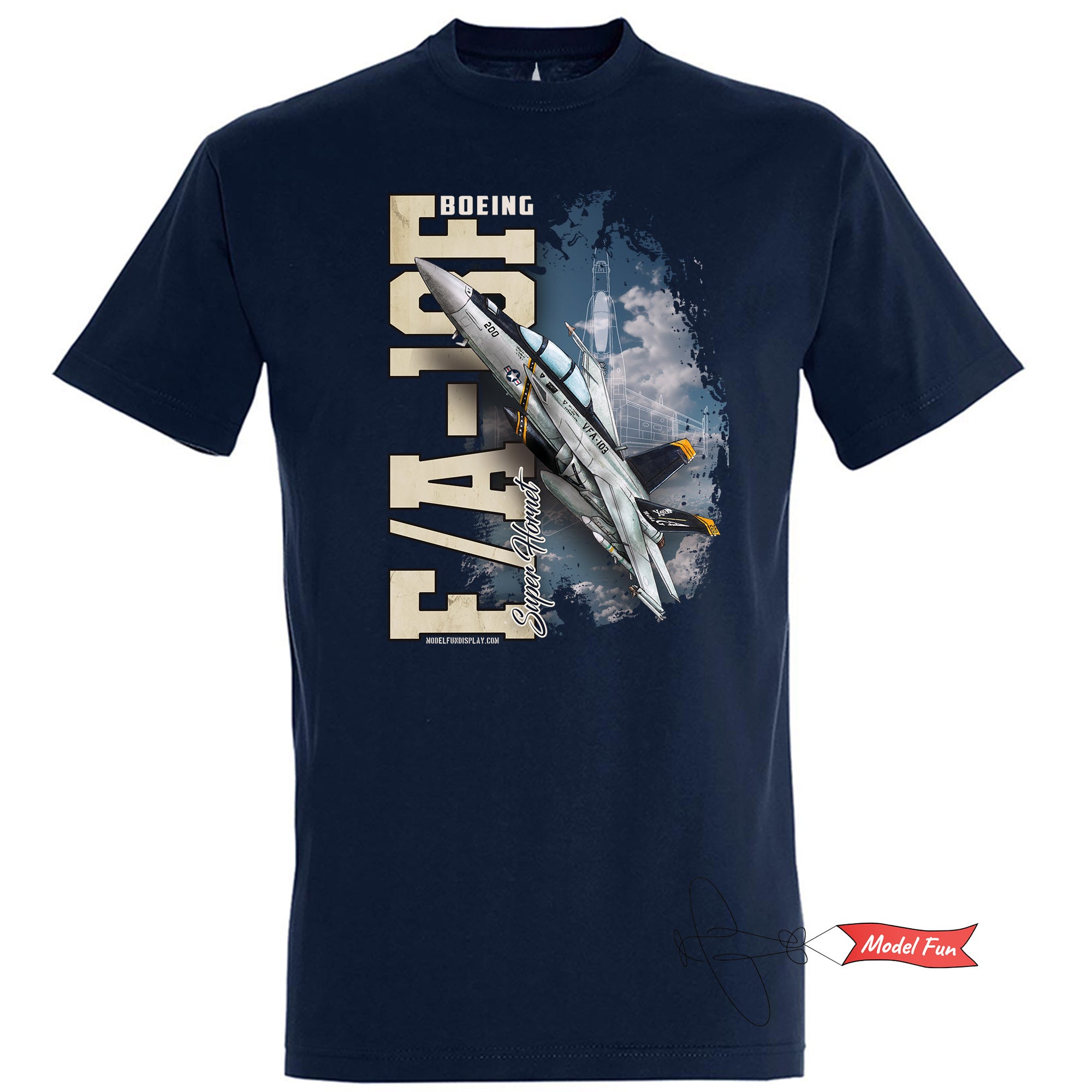 F/A-18 Super Hornet jet T-shirt. 100% cotton, unique graphic for all aircraft enthusiasts.